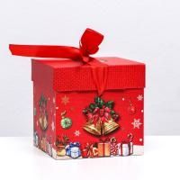 НГ Подарочная коробка 10х10х10см Колокольчики 1/12/1200