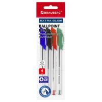 Ручки шариковые масляные НАБОР 4шт линия 0,5мм узел 1мм ассорти BRAUBERG 1/12