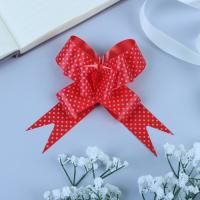 Бант-бабочка 3см белый горошек на красном 10/10000