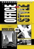 Блокнот 80л А5 131х198мм клетка гребень жесткая подложка обл мел.картон Office Style Хатбер 1/4/56