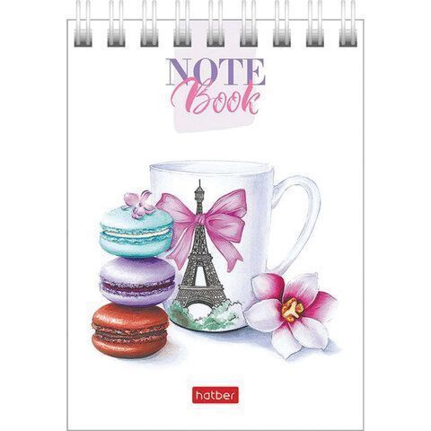 Блокнот 60л А7 75х105мм клетка гребень картон Хатбер Happy time 1/78