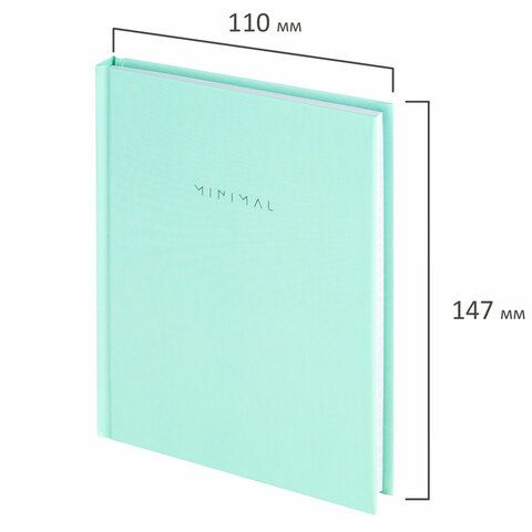 Блокнот 80л А6 110х147мм клетка твердый переплет мятный BRAUBERG Minimal 1/20