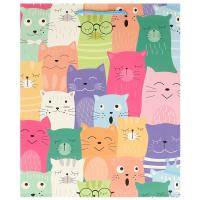 Пакет подарочный бумажный (26х32х14) матовый Коты 1/12