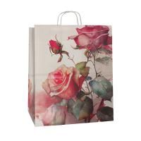 Пакет подарочный бумажный (22х25х12) крафт Розы 1/250