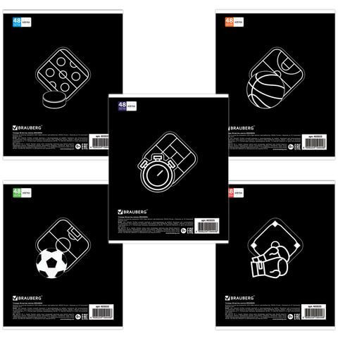 Тетрадь 48л А5 BRAUBERG клетка, обложка картон, СПОРТ, 403035