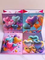 Пакет подарочный бумажный (18х23х10) Воздушные сердца микс 1/12