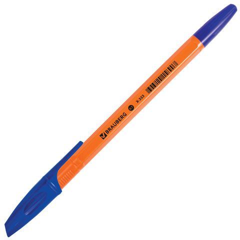 Ручка шариковая синяя узел 0,7мм линия 0,35мм корпус оранж BRAUBERG X-333 Orange 1/50/1000