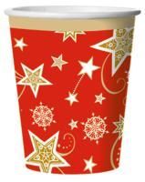 Стакан бумажный 250мл Звезды на красном 10шт 1/48