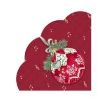 НГ Салфетки 3-сл d 32 см  Rondo Музыкальный шар на бордовом (12) 1/15