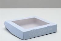 Подарочная коробка с окном 20х20х4см Present голубая 5/750