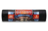 Мешок для мусора 180л рулон ПВД (90х110)-55 с завязками черный БРОНЯ 2-сл 108,4г Ромашка (5шт) 1/12