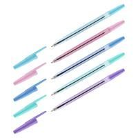 Ручка шариковая синяя 1мм пастель микс СТАММ Оптима 1/50