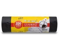 Мешок для мусора 200л рулон ПВД (100х115)-30 с завязками черн СТАНДАРТ 69,8г Ромашка (10шт) 1/10