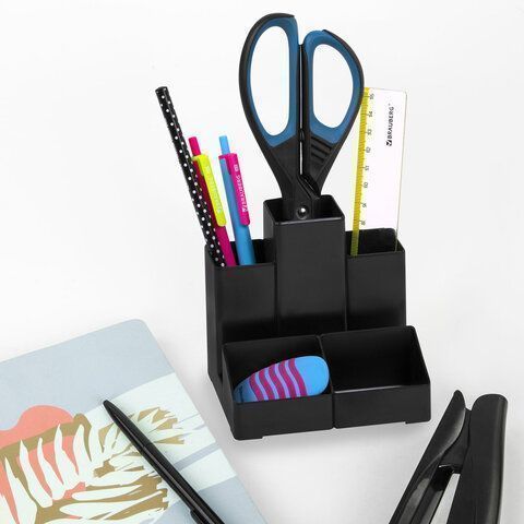 Подставка-органайзер 109х95х101,5мм 5 отделений черная Contract Brauberg 1/12