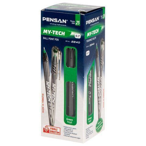 Ручка шариковая масляная PENSAN My-Tech ЗЕЛЕНАЯ игольчатый узел 0,7мм линия 0,35мм 1/25