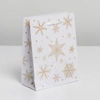 НГ Пакет подарочный ламинированный (12x15x5,5) Снежинки 1/915