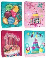 Пакет подарочный бумажный (31х42х12) с тиснением День рождения 1/12 Пакет подарочный бумажный (31х42х12) с тиснением День рождения 1/12