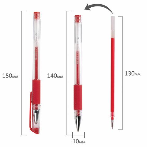 Ручка гелевая красная 0,5мм Number One BRAUBERG 1/12/1728