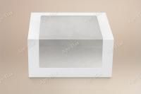 Коробка для торта с окном 180х180х100мм картонная белая ForGenika SHELF 10/120 Коробка для торта с окном 180х180х100мм картонная белая ForGenika SHELF 10/120