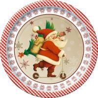 НГ Тарелка бумажная d-230мм Дед Мороз и самокат 10шт 1/48 