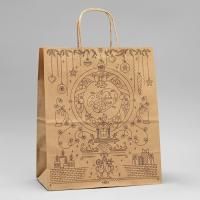 НГ Пакет подарочный крафтовый (24х28х14) С Новым годом 10/250