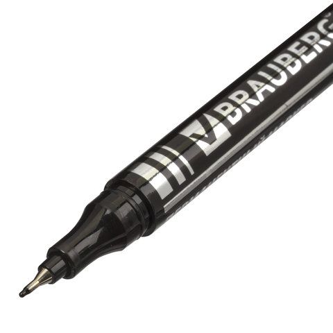 Маркер перманентный черный 0,5мм супертонкий метал. наконечник Jet BRAUBERG 1/12/1728