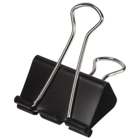 Зажимы для бумаг 41мм на 200л (12шт) черные в картонной коробке Staff 1/120