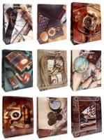 Пакет подарочный бумажный (26х32х10) ламинир мужской 1/20