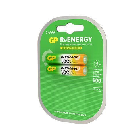Элемент питания аккумулятор GP ReEnergy Ni-Mh AAA(R03) КОМПЛЕКТ 2шт ёмк 950мАч  (Клиент)