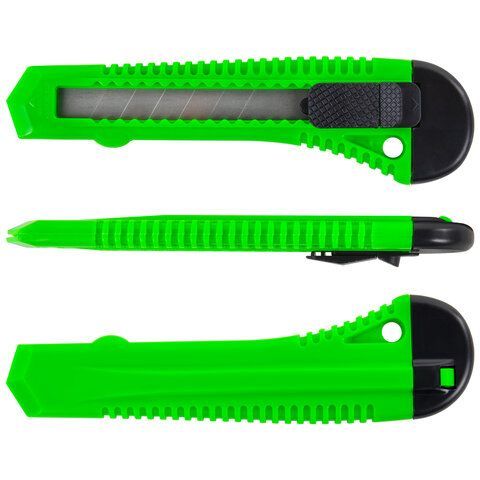 Нож канцелярский 18мм с фиксатором упаковка с европодвесом Staff 1/24