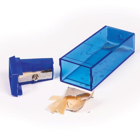 Точилка с контейнером прямоугольная пластиковая тонированный корпус ассорти Пифагор 1/24/720