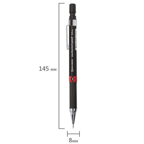 Карандаш мех. 0,5мм BRAUBERG Ring ластик корпус черный детали ассорти 181418