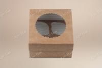 Коробка для капкейков/маффинов с окном 160х160х100мм на 4шт крафт 50/150