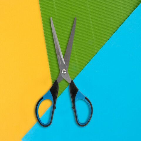 Ножницы 170мм метал черно-синие вставки европодвес Office-Expert Brauberg 1/12 (клиент)