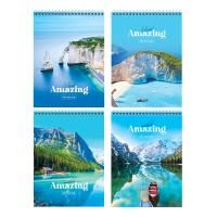 Блокнот 40л А5 148х200мм клетка гребень ламинированный картон (4 вида) BG Amazing 1/12/48