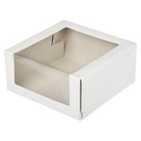 Коробка для торта с окном 225х225х60мм картонная белая ForGenika SHELF А 10/80