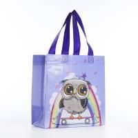 Сумка хозяйственная без молнии (23х22х11) Совушки сиреневый ПВХ 1/300