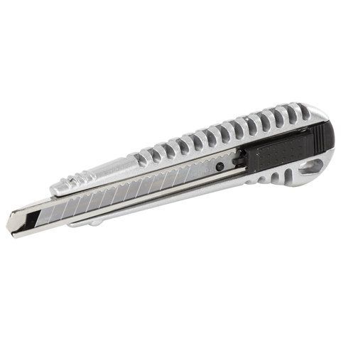 Нож канцелярский 9мм метал корпус автофиксатор Metallic BRAUBERG 1/24/288 (Клиент)