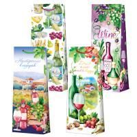 Пакет подарочный бумажный под бутылку (12,3х36х7,8) ламинир микс №4 1/12/360