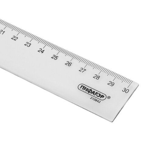 Линейка 30см пластиковая прозрачная бесцветная ПИФАГОР 1/20/960 (Клиент)