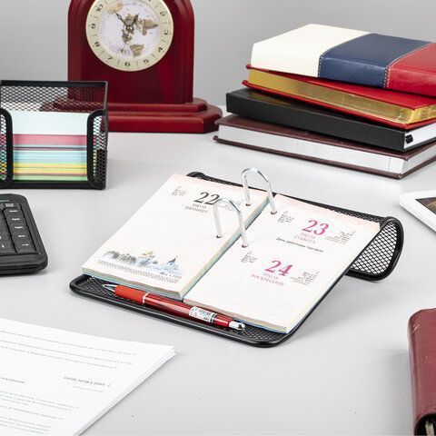 Подставка для календаря 57х200х200мм большая металлическая черная Germanium Brauberg 1/6/48