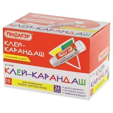 Клей-карандаш 15г ПИФАГОР 1/24/648