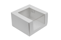 Коробка для пирожных с окном 158х158х97мм картонная белая 25/25