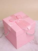 Подарочная коробка Квадрат 13х13х13см Звездное небо розовый 1/4