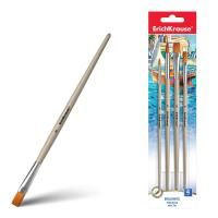 Кисти 4шт синтетика плоские № 5,8 круглые № 2,5 ErichKrause 1/12