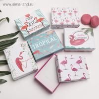 Подарочная коробка Прямоугольник 9х7х3см Тропики, микс 1/12