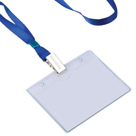 Лента для бейджей 45см метал клип синяя BRAUBERG 1/10/400 (Клиент)