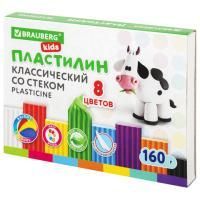 Пластилин 08цв 160гр BRAUBERG KIDS СО СТЕКОМ 1/1