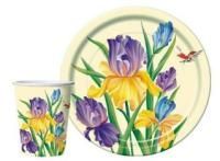 Тарелка картон с рисунком набор 10шт d-230 Ирисы 1/48