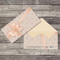 Конверт для денег 16,5х8см Подарок Персиковый бант 10/10